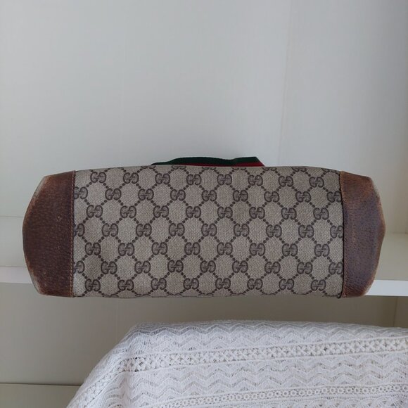 Gucci Web Tan Monogram Canvas Sherry Line GG Tote Bag - Picture 7 of 16